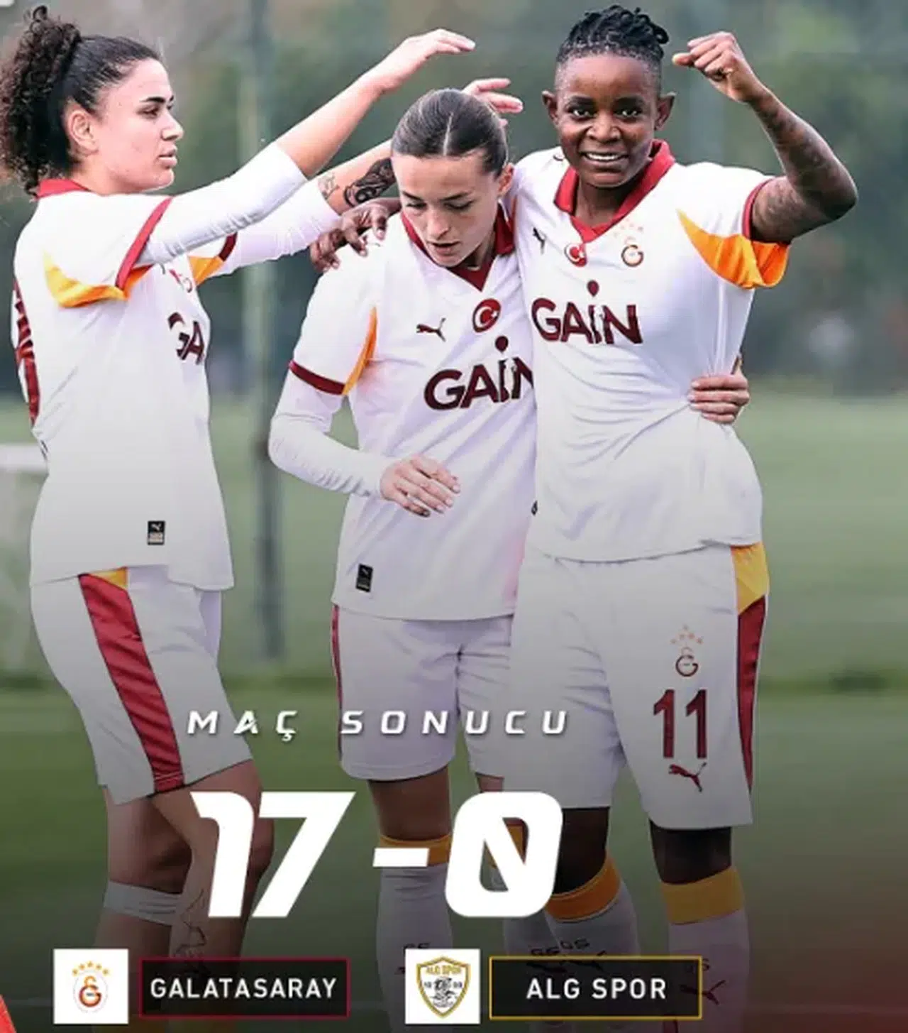 Galatasaray Kadın Futbol Takımı, ALG Spor'u 17-0 yenerek büyük bir zafer elde etti