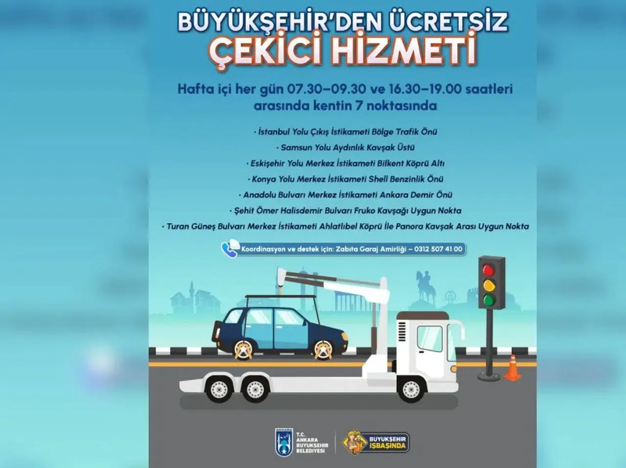 Ankara Büyükşehir'den Ücretsiz Çekici Hizmeti ile Yolda Kalan Sürücülere Destek!