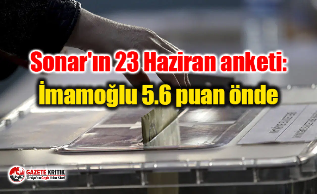 Sonar'ın 23 Haziran anketi: İmamoğlu 5.6 puan önde