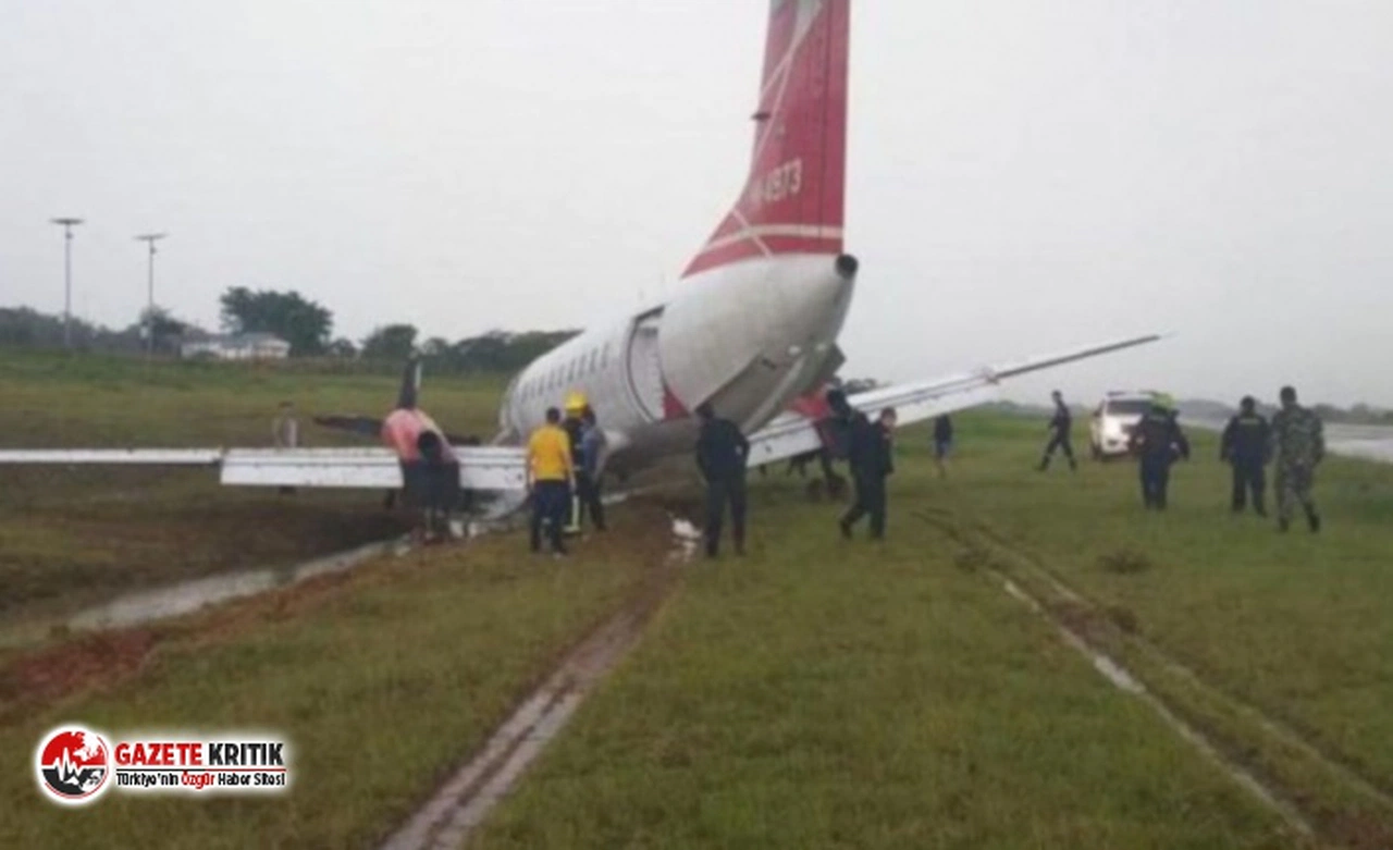 Şiddetli sağanak uçağın pistten çıkmasına sebep oldu