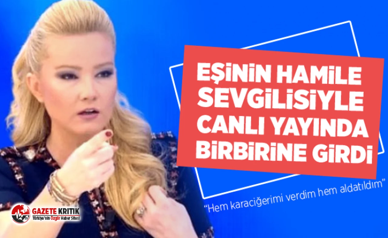 Eşinin hamile bıraktığı kadınla canlı yayında birbirine girdi