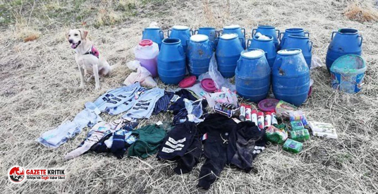 Bitlis'te PKK'lılara ait yaşam malzemeleri bulundu