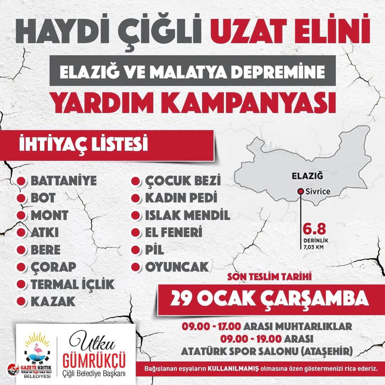Çiğli Belediyesi'nden depremzedelere yardım eli