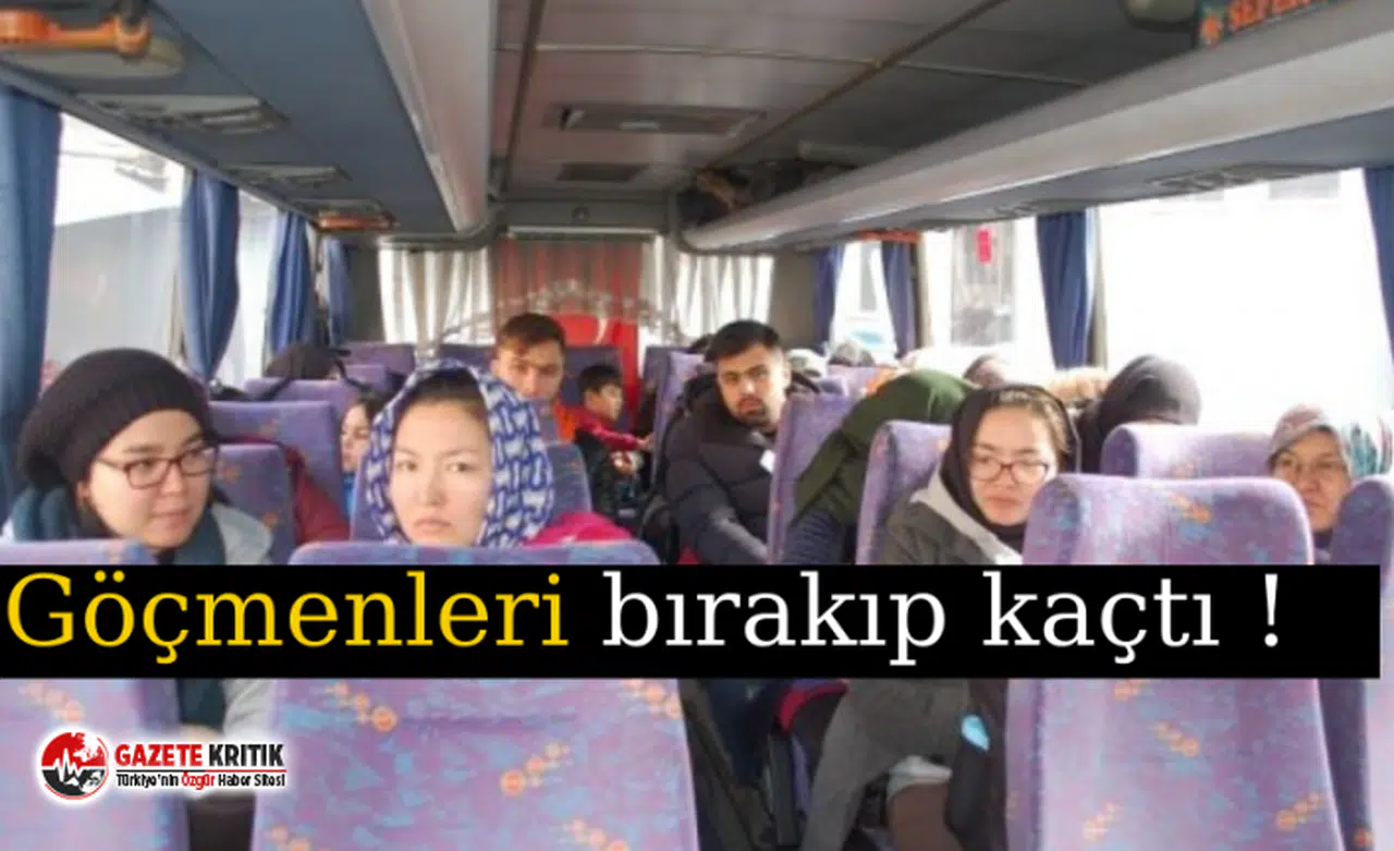 Lastik patlayınca 32 göçmeni bırakıp kaçtı !