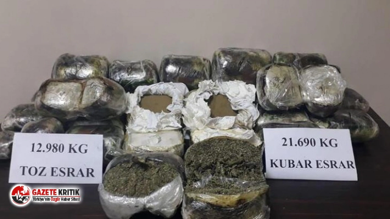 Durdurulan otomobilde 33 kilo esrar ele geçirildi!