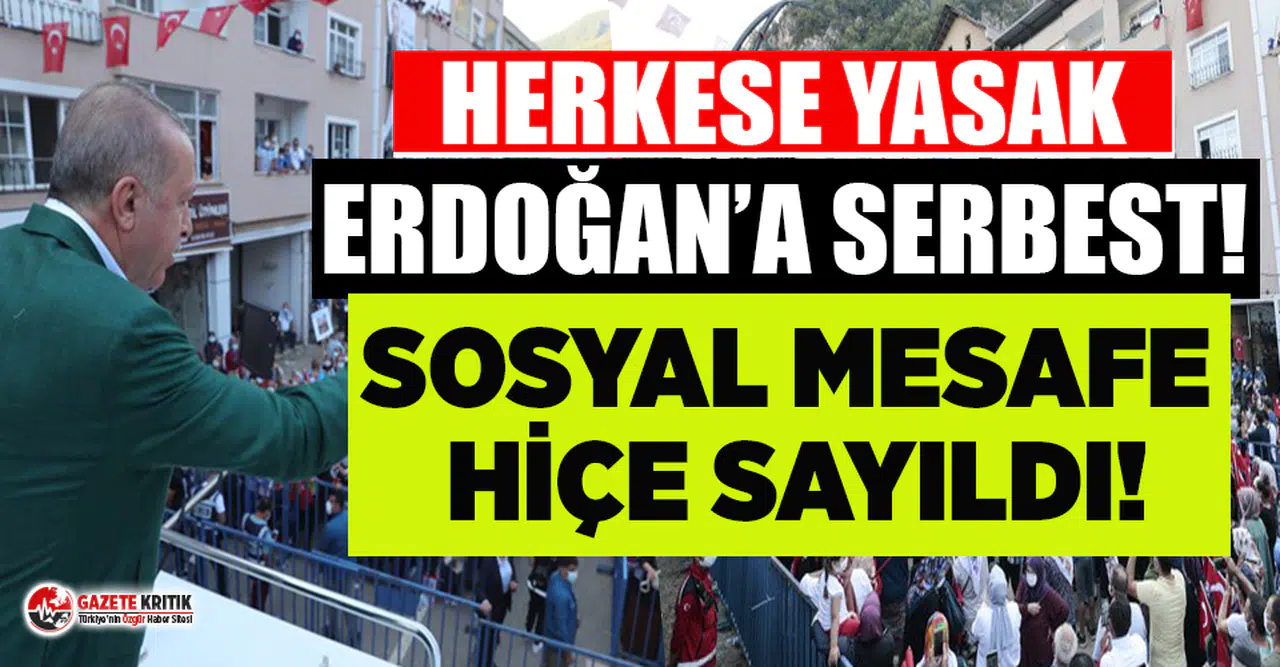 Erdoğan'ın Giresun mitinginde sosyal mesafe hiçe sayıldı!