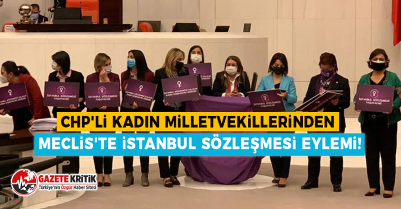 CHP'li kadın milletvekillerinden Meclis'te İstanbul Sözleşmesi eylemi!