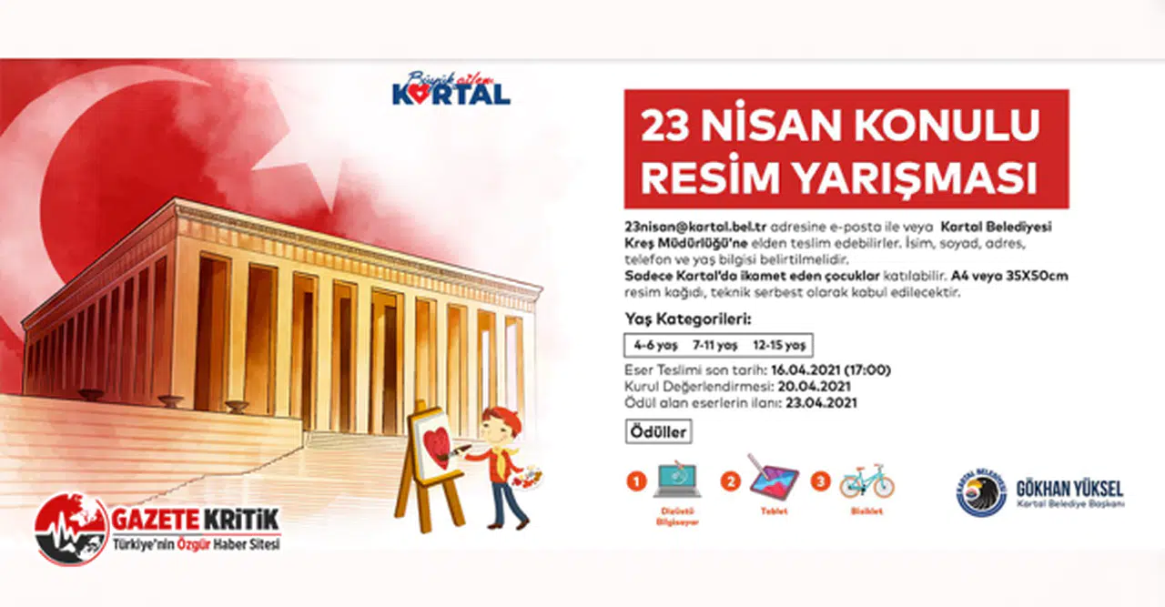 Kartal Belediyesi’nden 23 Nisan’a Özel Ödüllü Resim ve Şiir Yarışması