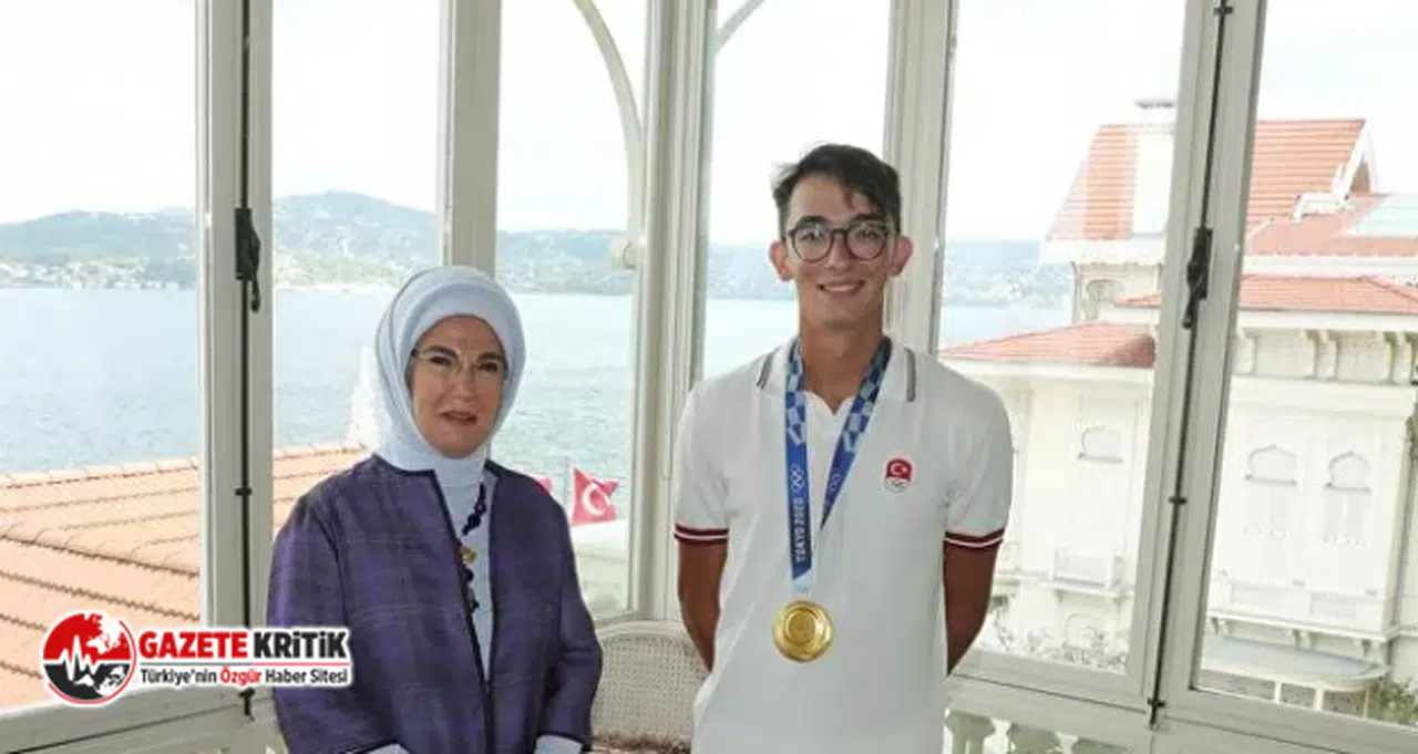 Emine Erdoğan, Mete Gazoz'u kabul etti