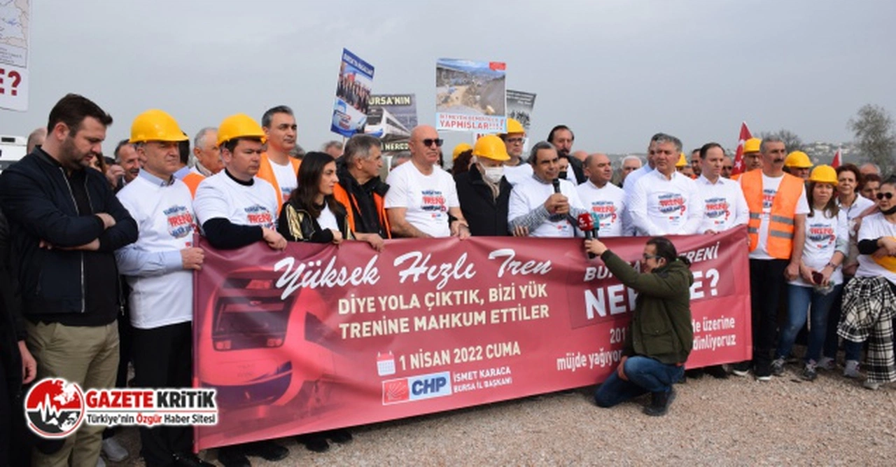 CHP, BURSA’DA YÜKSEK HIZLI TREN İÇİN 10 YILDIR TAMAMLANMAMASINI 23 KİLOMETRELİK YÜRÜYÜŞLE PROTESTO ETTİ