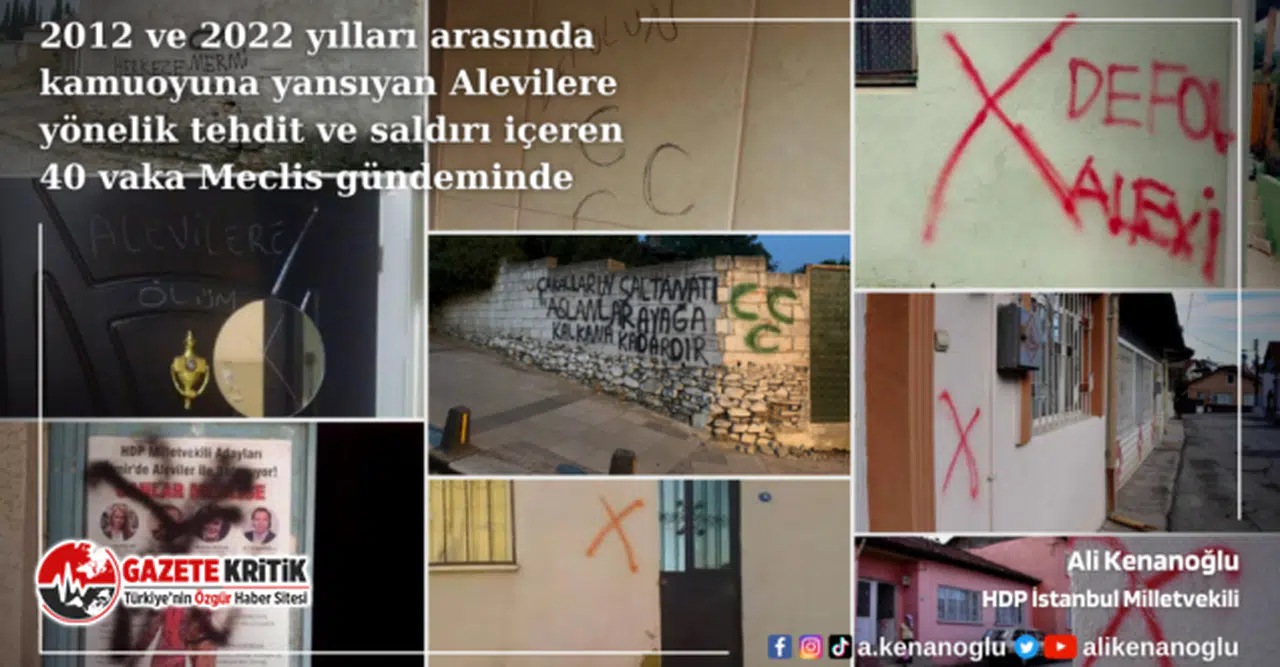 2012 ve 2022 yılları arasında kamuoyuna yansıyan Alevilere yönelik tehdit ve saldırı içeren 40 vaka Meclis gündeminde
