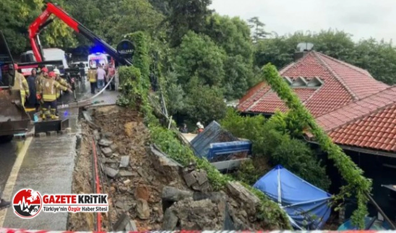 Beykoz'da istinat duvarı çöktü: 1 kişi göçük altında