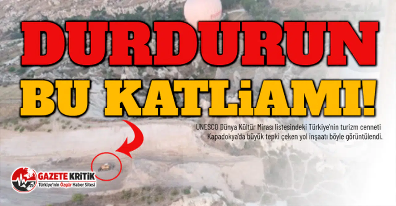 Kapadokya'yı ikiye bölecek yol inşaatı havadan görüntülendi