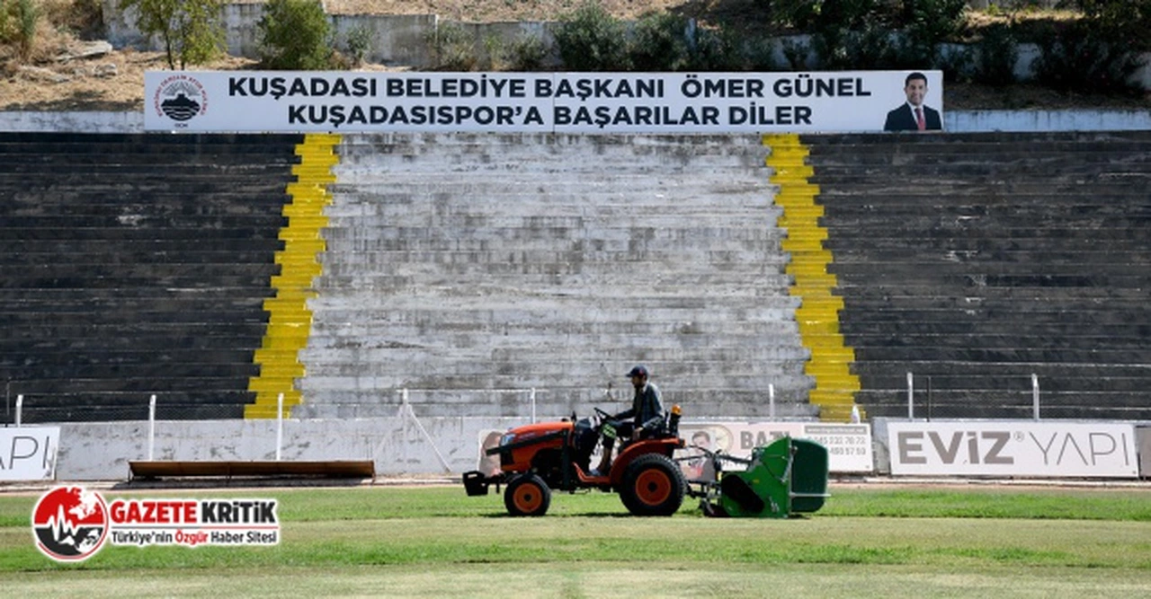 Kuşadası’nda Futbolun Mabedi Özer Türk Stadı’nın Zemini Yenileniyor