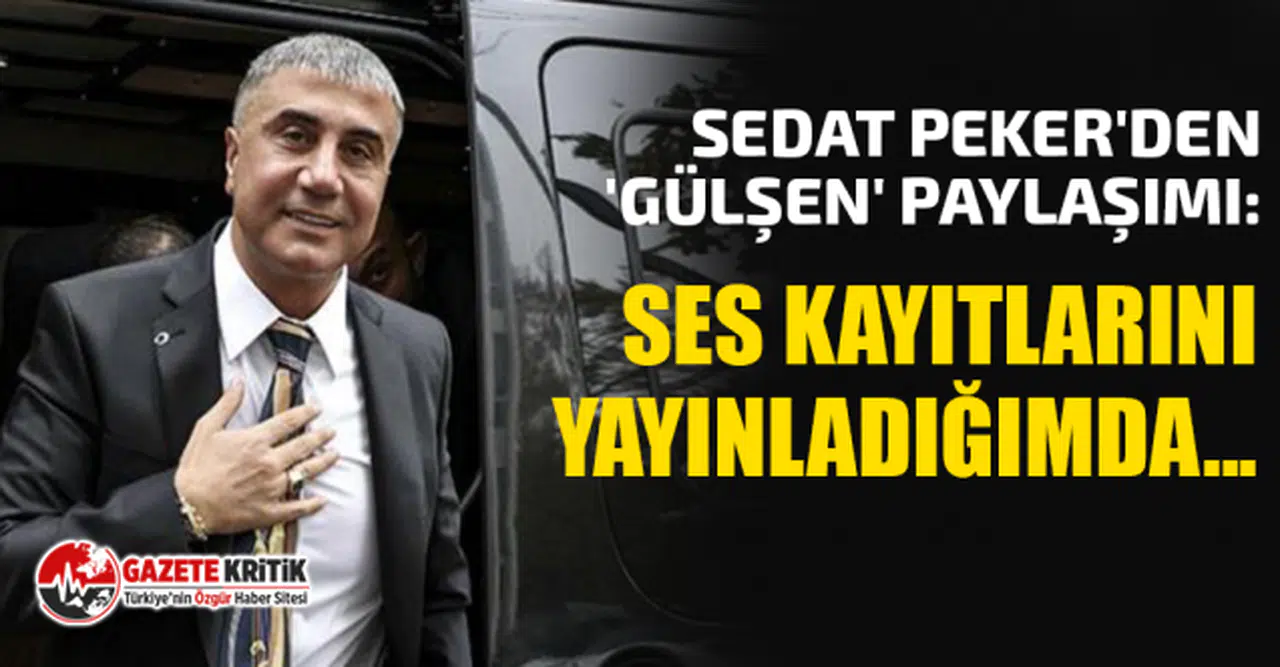 Sedat Peker'den 'Gülşen' paylaşım: Ses kayıtlarını yayınladığımda...