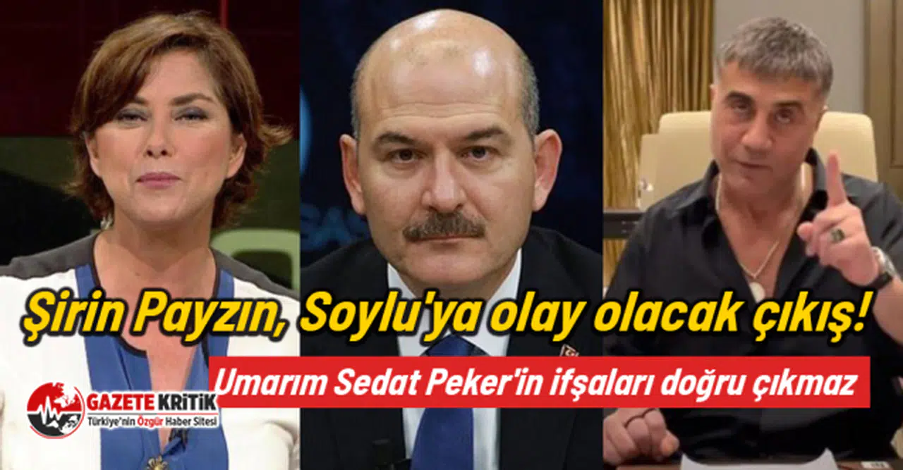 Şirin Payzın, Soylu'ya olay olacak çıkış! Umarım Sedat Peker'in ifşaları doğru çıkmaz