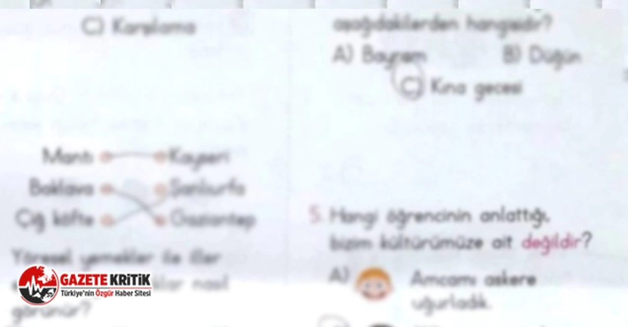 İlkokul test kitabında skandal sorular