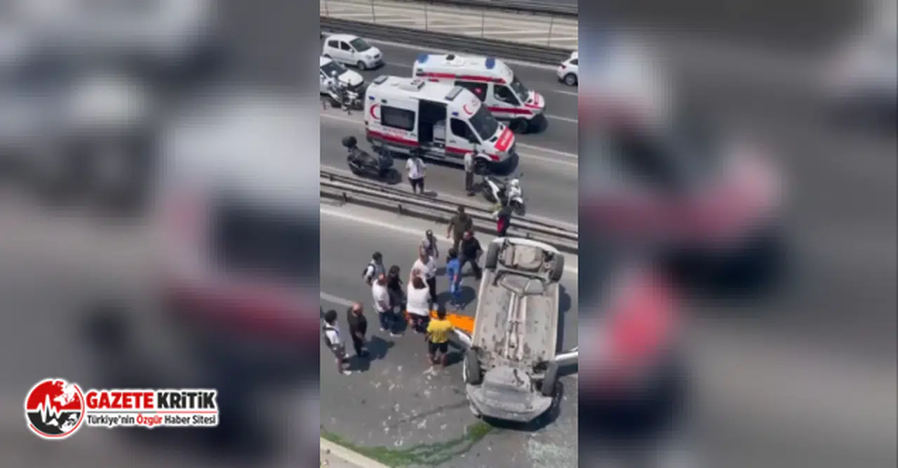 İstanbul'da feci kaza! Üst yoldan D-100'e otomobil düştü