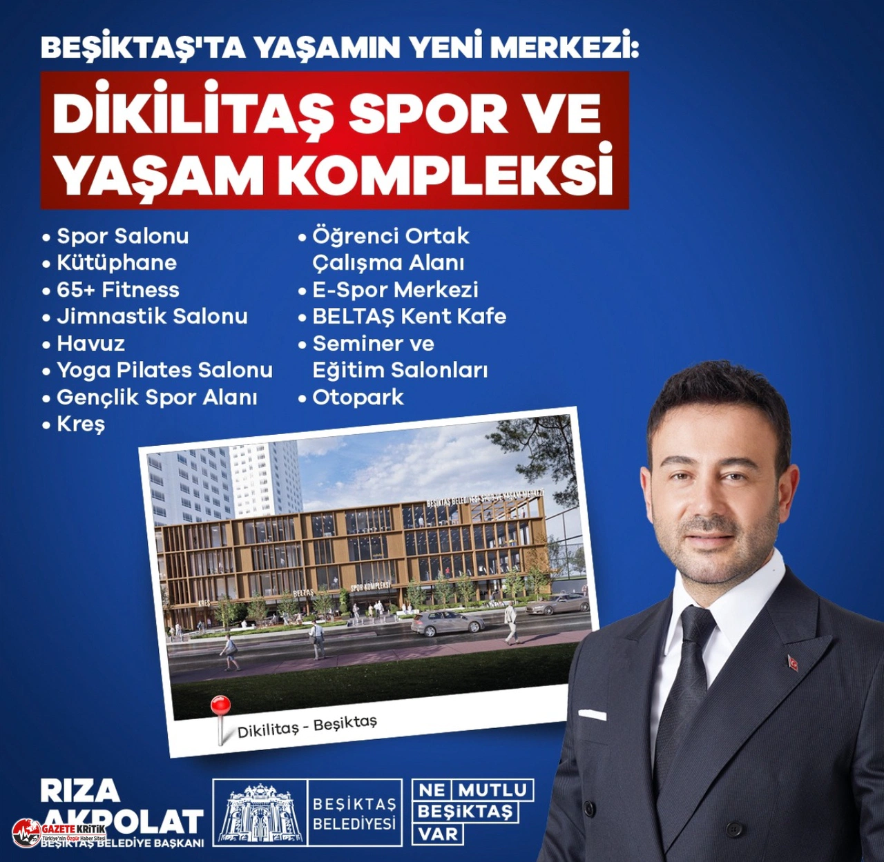 BEŞİKTAŞ BELEDİYESİ’NDEN DEV PROJE; DİKİLİTAŞ SPOR VE YAŞAM KOMPLEKSİ