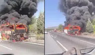 Bolu'da Yolcu Otobüsü Alev Alev Yandı! Şoförün Dikkati Büyük Faciayı Önledi