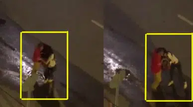 Herkesin gözü önünde kadına saldırıp taciz etti