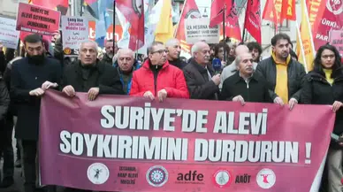 Suriye'de HTŞ çetelerinin Alevilere yönelik saldırılar protesto edildi