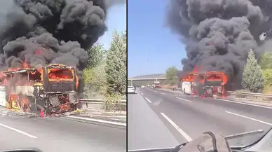 Bolu'da Yolcu Otobüsü Alev Alev Yandı! Şoförün Dikkati Büyük Faciayı Önledi