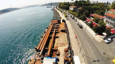 Sarıyer sahil yolunda çökme meydana geldi