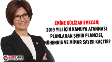 CHP'li Emine Gülizar EMECAN; 2019 yılı için kamuya atanması planlanan şehir plancısı, mühendis ve mimar sayısı kaçtır?