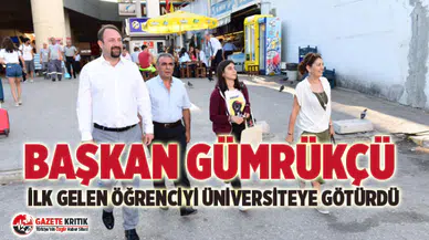 Başkan Gümrükçü Otogarda Üniversite Öğrencilerini Karşıladı ilk gelen öğrenciyi üniversiteye götürdü
