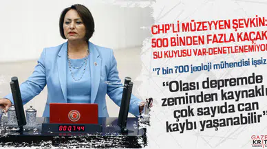 CHP'Lİ MÜZEYYEN ŞEVKİN:500 BİNDEN FAZLA KAÇAK SU KUYUSU VAR-DENETLENEMİYOR