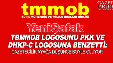 Yeni Şafak, TMMOB Logosunu PKK Logosuna Benzetti : GAZETECİLİK AYAĞA DÜŞÜNCE BÖYLE OLUYOR