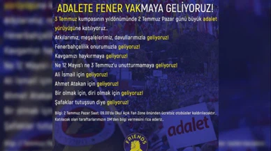 Fenerbahçe ilan etti: Adalet Yürüyüşü'ne katılıyor