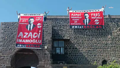 Diyarbakır surlarına İmamoğlu’nun pankartını asan CHP’li başkana 2 bin 953 lira ceza