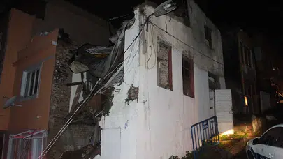 İstanbul Şişli'de aşırı yağmur nedeniyle bina çöktü!