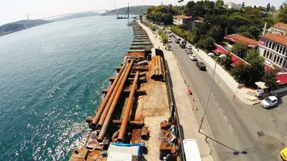 Sarıyer sahil yolunda çökme meydana geldi