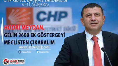 CHP'Lİ VELİ AĞBABA:HODRİ MEYDAN, GELİN 3600 EK GÖSTERGEYİ MECLİSTEN ÇIKARALIM