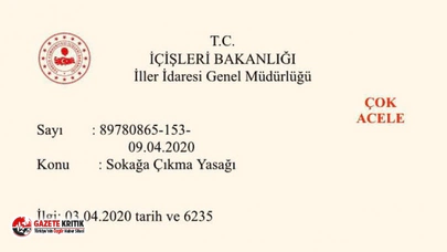 Sokağa çıkma yasağı genelgesinde dikkat çeken ayrıntı