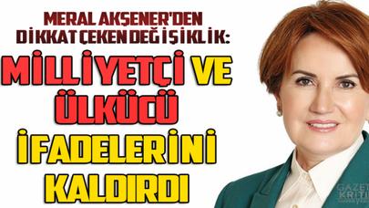 Meral Akşener'den MİLLİYETÇİ ve Ülkücü İfadelerini Sildi