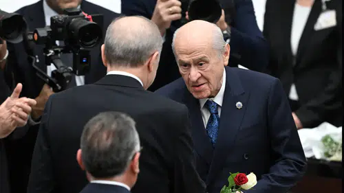 Cumhurbaşkanı Erdoğan, TBMM açılışında MHP lideri Devlet Bahçeli ile görüştü