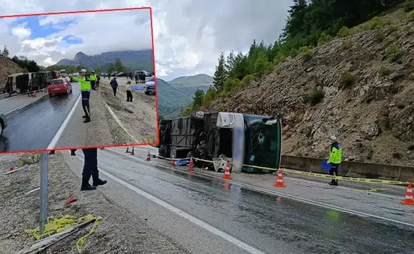 Isparta-Antalya Yolunda Yolcu Otobüsü Devrildi: 1 Ölü, 8 Yaralı!