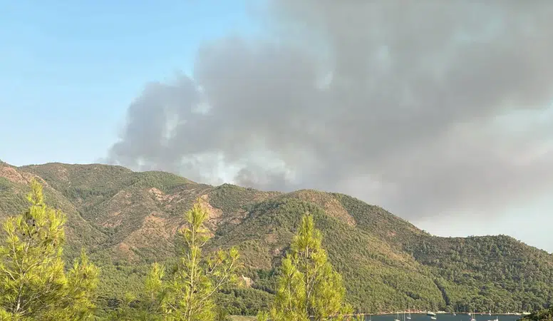Marmaris'te orman yangınına 16 helikopterle yoğun müdahale sürüyor