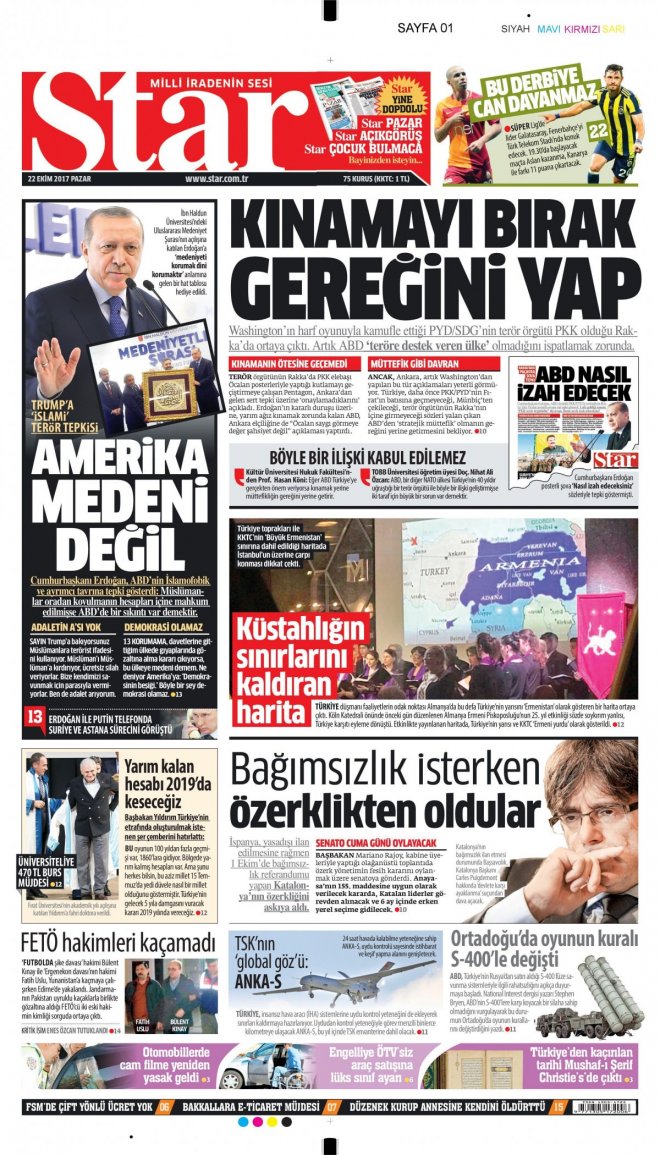 22.10.2017 GAZETE MANŞETLERİ 8