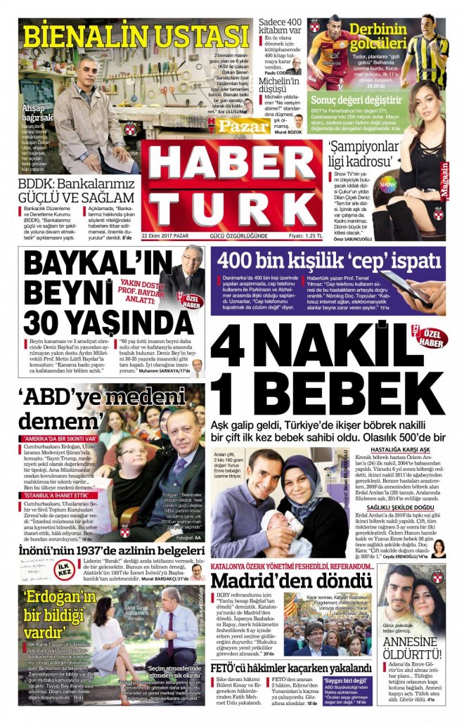 22.10.2017 GAZETE MANŞETLERİ 15
